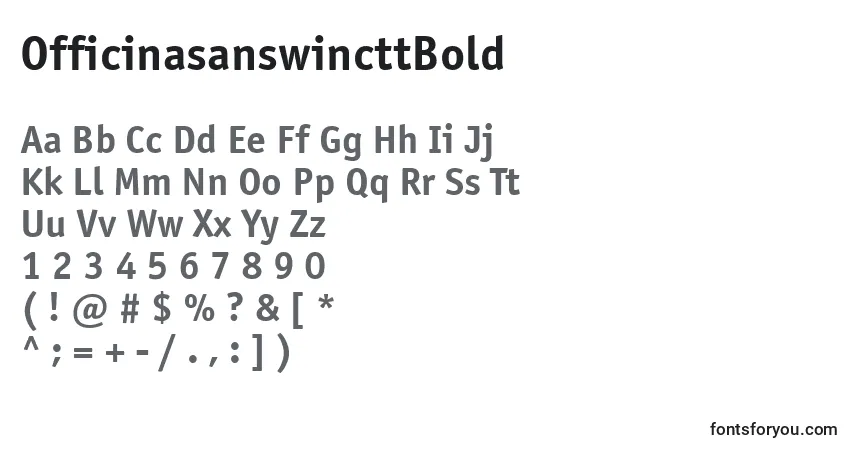 A fonte OfficinasanswincttBold – alfabeto, números, caracteres especiais