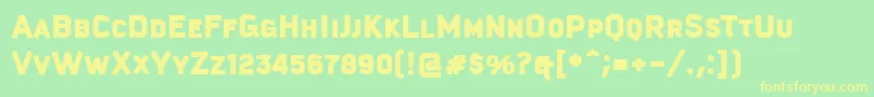 フォントKautivaCapsBlack – 黄色の文字が緑の背景にあります