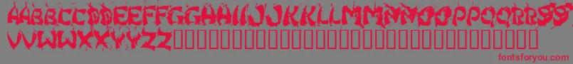 Fonte HongKongFistFuck – fontes vermelhas em um fundo cinza