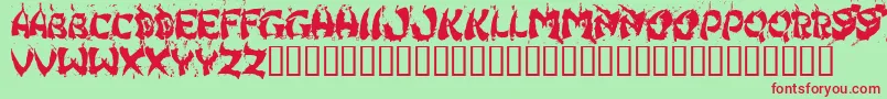 HongKongFistFuck-fontti – punaiset fontit vihreällä taustalla