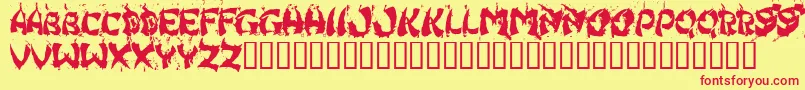 フォントHongKongFistFuck – 赤い文字の黄色い背景