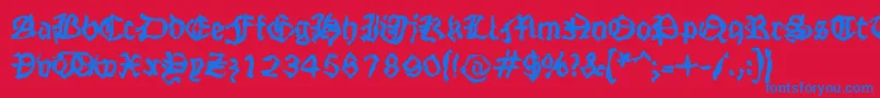 Strangeblackletter Font – Blue Fonts on Red Background