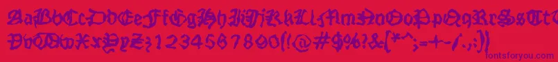 Fonte Strangeblackletter – fontes roxas em um fundo vermelho