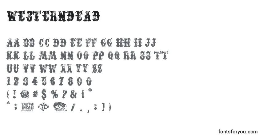 Czcionka WesternDead – alfabet, cyfry, specjalne znaki
