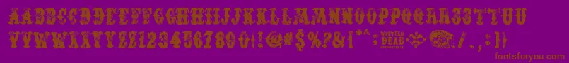 WesternDead-Schriftart – Braune Schriften auf violettem Hintergrund