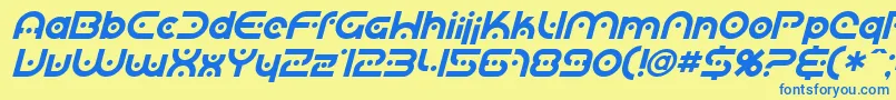 SfPlanetaryOrbiterItalic-fontti – siniset fontit keltaisella taustalla
