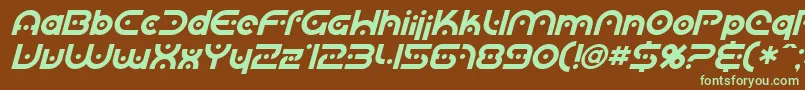 Lisätietoja SfPlanetaryOrbiterItalic-fontista SfPlanetaryOrbiterItalic-fontti – vihreät fontit ruskealla taustalla
