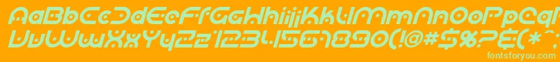 SfPlanetaryOrbiterItalic Font – Green Fonts on Orange Background