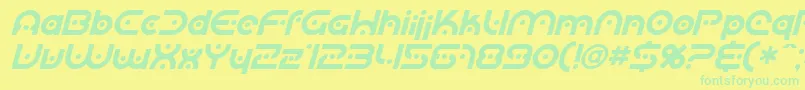 SfPlanetaryOrbiterItalic Font – Green Fonts on Yellow Background
