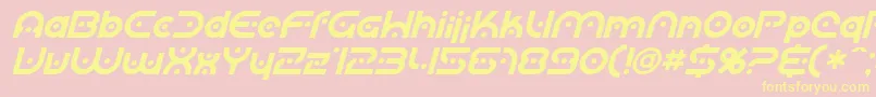 SfPlanetaryOrbiterItalic-Schriftart – Gelbe Schriften auf rosa Hintergrund