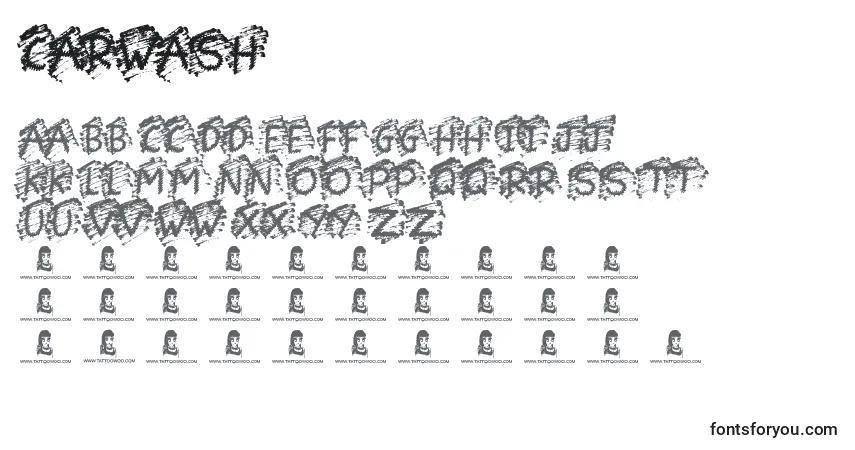 A fonte CarWash – alfabeto, números, caracteres especiais