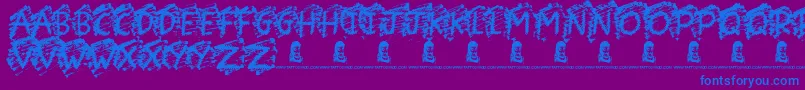 フォントCarWash – 紫色の背景に青い文字
