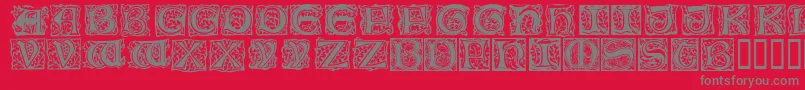 MorrisInitialen-Schriftart – Graue Schriften auf rotem Hintergrund