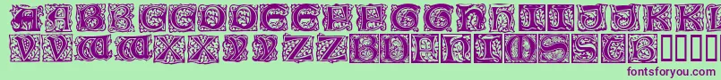 MorrisInitialen Font – Purple Fonts on Green Background