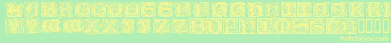 MorrisInitialen Font – Yellow Fonts on Green Background