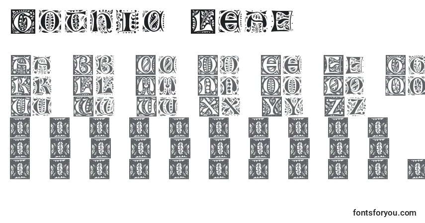 Czcionka Gothic Leaf – alfabet, cyfry, specjalne znaki