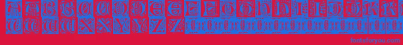 Gothic Leaf-Schriftart – Blaue Schriften auf rotem Hintergrund