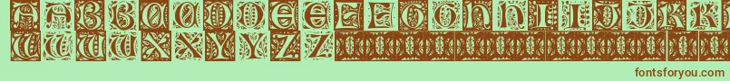 フォントGothic Leaf – 緑の背景に茶色のフォント
