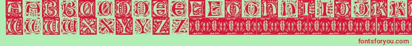 Gothic Leaf-Schriftart – Rote Schriften auf grünem Hintergrund
