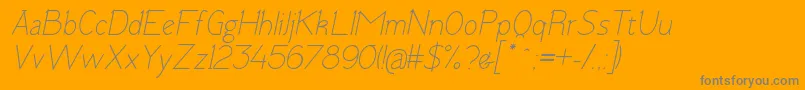 TomskItalic-Schriftart – Graue Schriften auf orangefarbenem Hintergrund