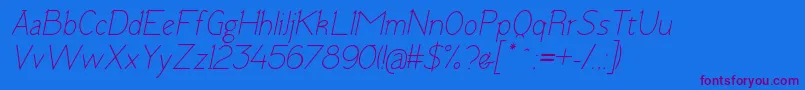 TomskItalic Font – Purple Fonts on Blue Background