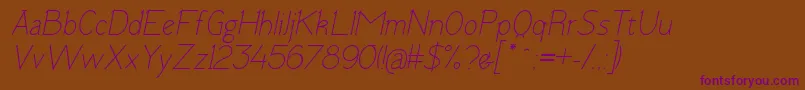 TomskItalic Font – Purple Fonts on Brown Background