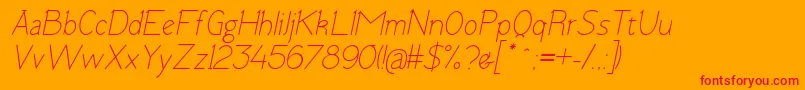 フォントTomskItalic – オレンジの背景に赤い文字