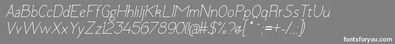 フォントTomskItalic – 灰色の背景に白い文字