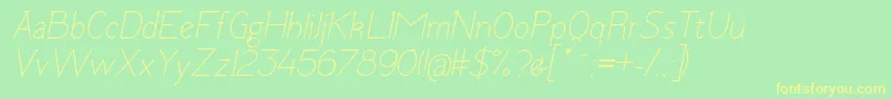 TomskItalic-Schriftart – Gelbe Schriften auf grünem Hintergrund
