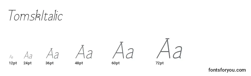 TomskItalic Font Sizes