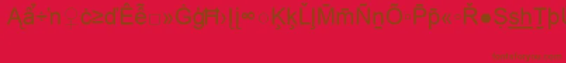 ArialSpecialG2-fontti – ruskeat fontit punaisella taustalla