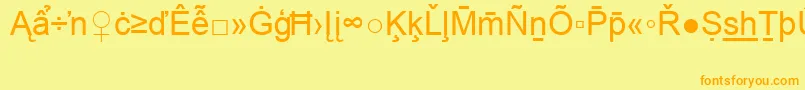 フォントArialSpecialG2 – オレンジの文字が黄色の背景にあります。