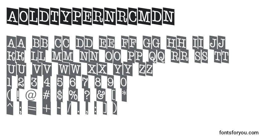 Fuente AOldtypernrcmdn - alfabeto, números, caracteres especiales