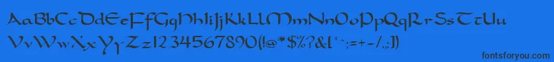 フォントFeatherquillMedium – 黒い文字の青い背景
