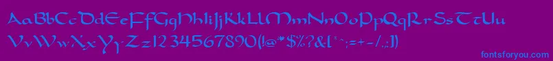 FeatherquillMedium-fontti – siniset fontit violetilla taustalla