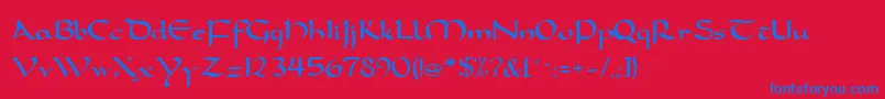 フォントFeatherquillMedium – 赤い背景に青い文字