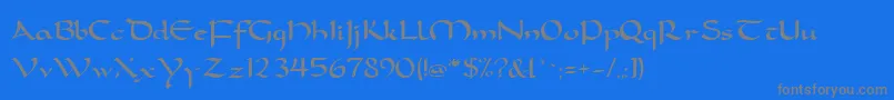 FeatherquillMedium-fontti – harmaat kirjasimet sinisellä taustalla