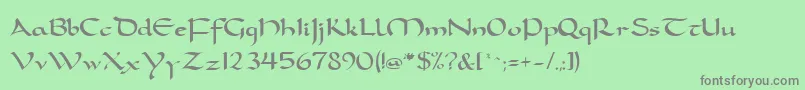 フォントFeatherquillMedium – 緑の背景に灰色の文字