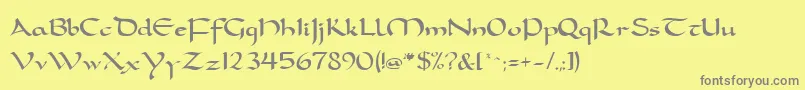 FeatherquillMedium-Schriftart – Graue Schriften auf gelbem Hintergrund