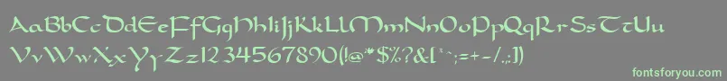 FeatherquillMedium-Schriftart – Grüne Schriften auf grauem Hintergrund
