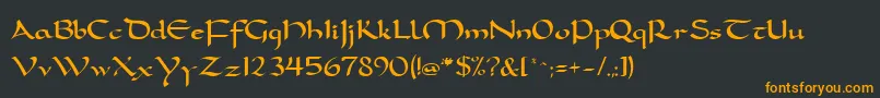 Шрифт FeatherquillMedium – оранжевые шрифты на чёрном фоне
