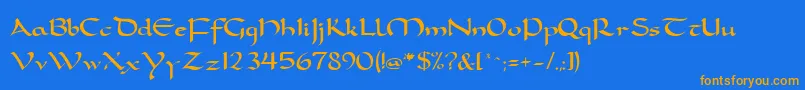 Шрифт FeatherquillMedium – оранжевые шрифты на синем фоне