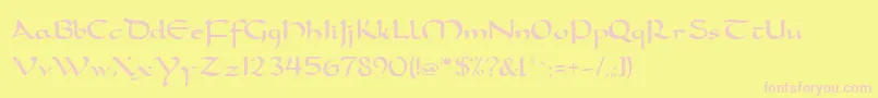 FeatherquillMedium-fontti – vaaleanpunaiset fontit keltaisella taustalla