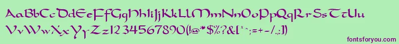 FeatherquillMedium Font – Purple Fonts on Green Background