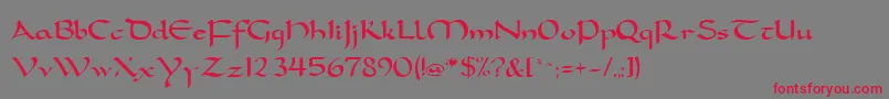 フォントFeatherquillMedium – 赤い文字の灰色の背景