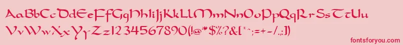 FeatherquillMedium-Schriftart – Rote Schriften auf rosa Hintergrund