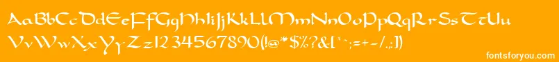 フォントFeatherquillMedium – オレンジの背景に白い文字