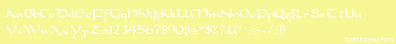 フォントFeatherquillMedium – 黄色い背景に白い文字