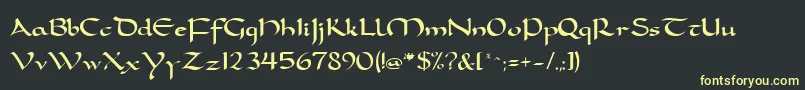 FeatherquillMedium Font – Yellow Fonts on Black Background