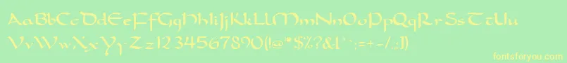 Шрифт FeatherquillMedium – жёлтые шрифты на зелёном фоне